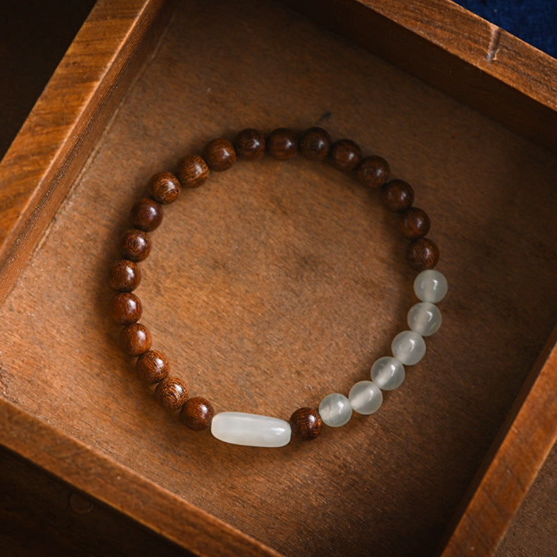 Sandalwood wood & Emerald Jade Stone Bracelet
