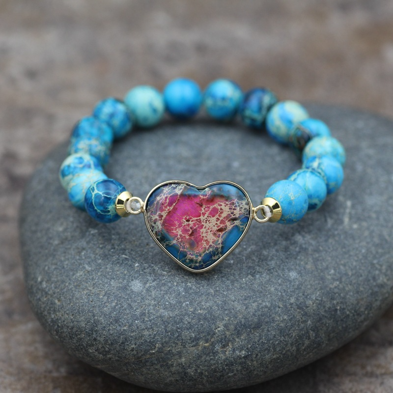Pulsera de corazón de jaspe imperial