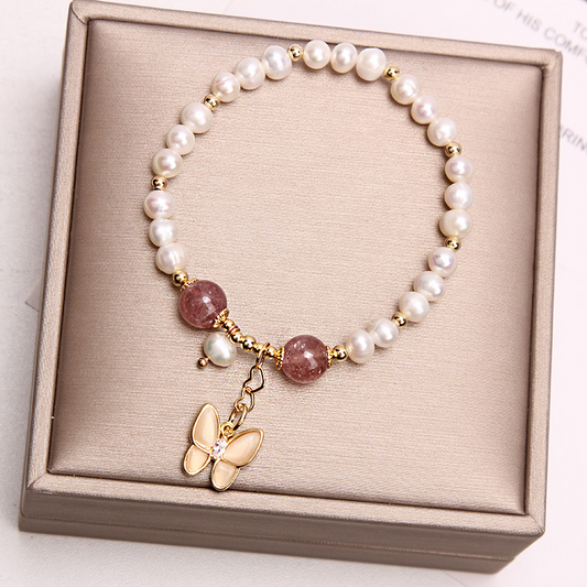 Butterfly · Pearl crystal bracelet