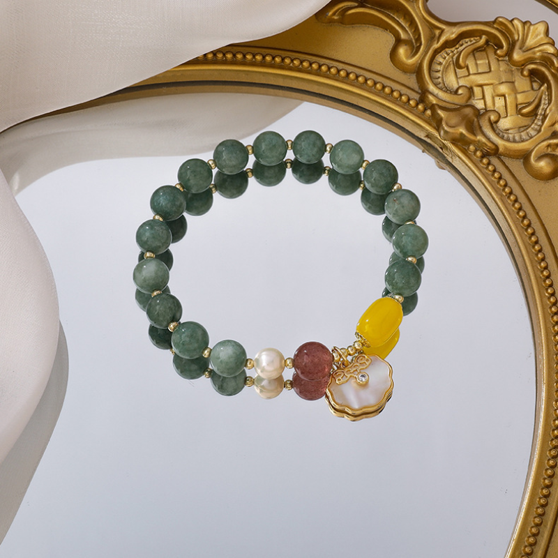 Shell · Agate Pumpkin Bead Bracelet