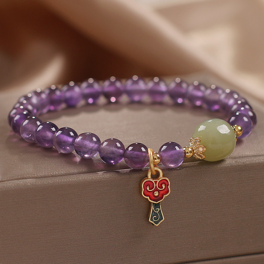 Amethyst · Emerald Jade stone Bracelet