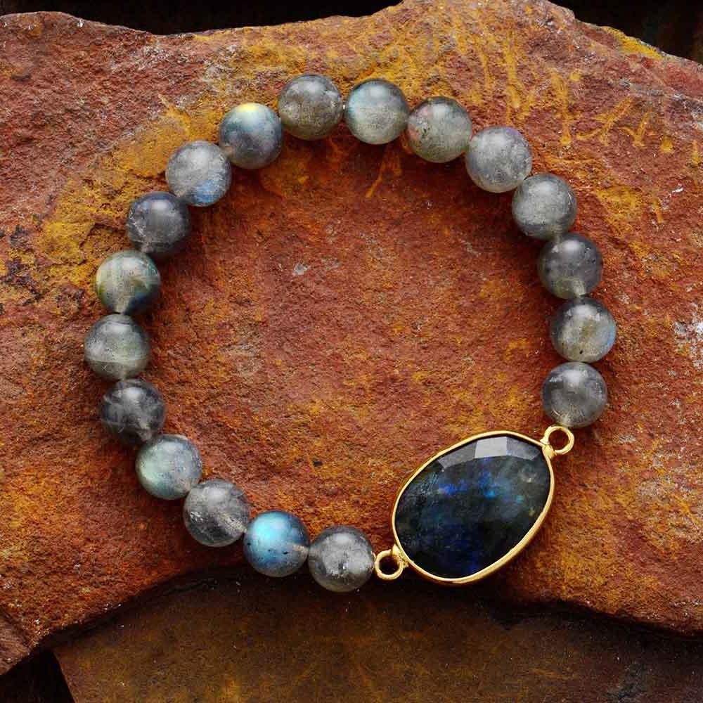 Pulsera de piedra de labradorita natural