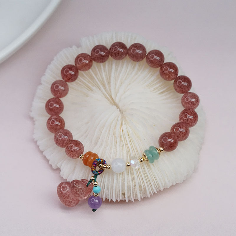 Bolsa de la suerte · Pulsera de cuarzo fresa