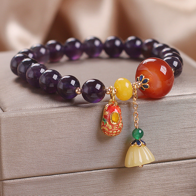 Lucky • Natural Amethyst Lotus Bracelet