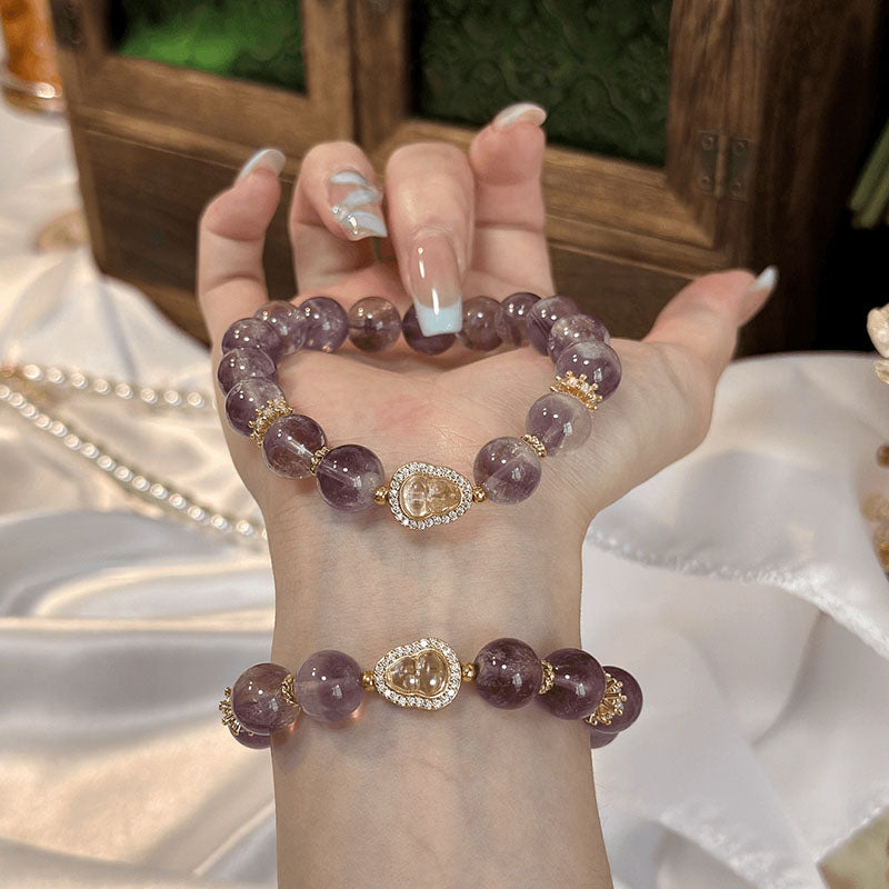 Pulsera de amatista natural de calabaza de diamante