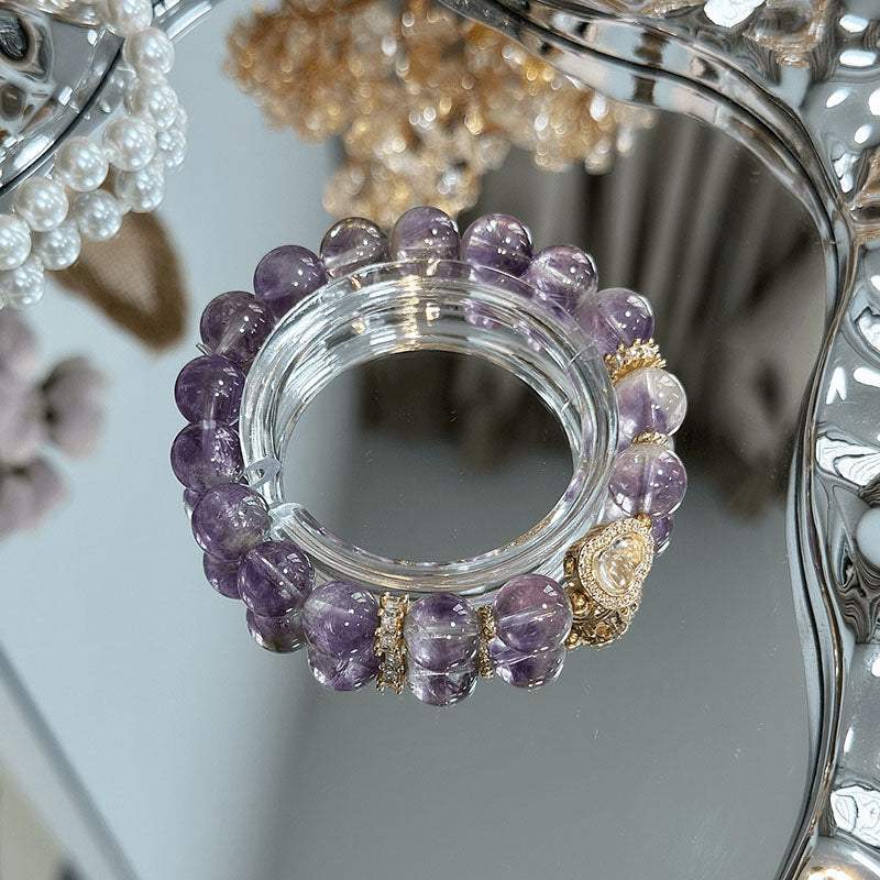 Pulsera de amatista natural de calabaza de diamante