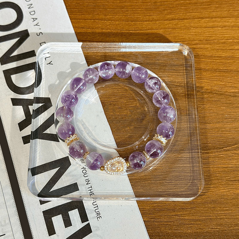 Pulsera de amatista natural de calabaza de diamante