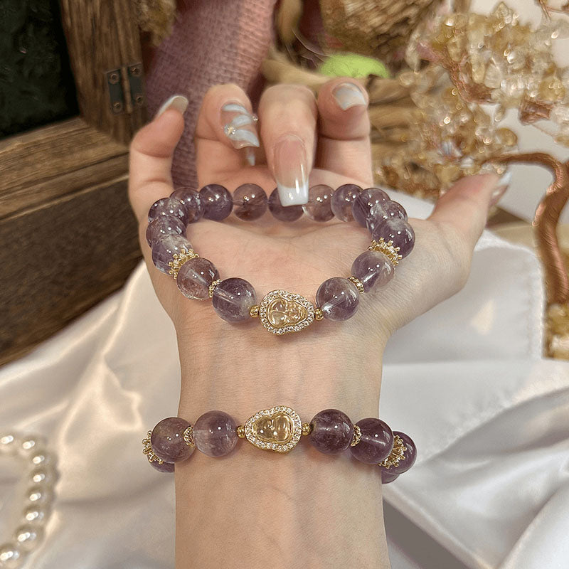Pulsera de amatista natural de calabaza de diamante