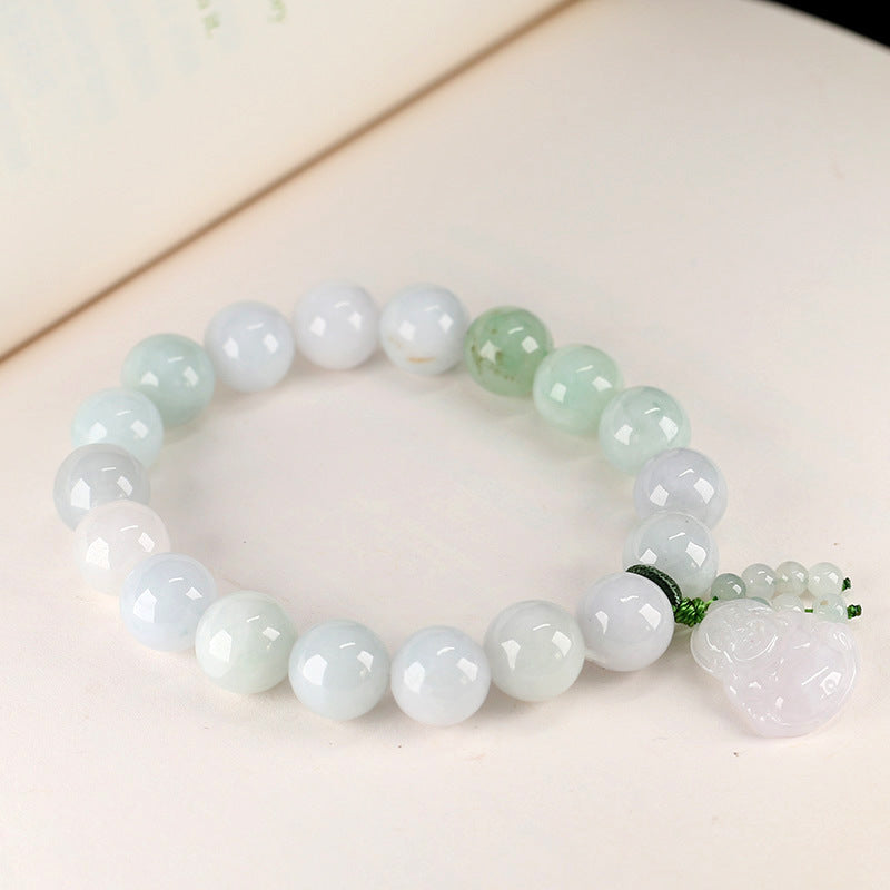 Brazalete de piedra de jade esmeralda - Buda Maitreya