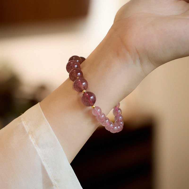 Pulsera de cristal de fresa rojo sangre de paloma natural