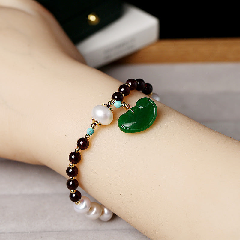 Lucky Lotus · Pearl Garnet Bracelet