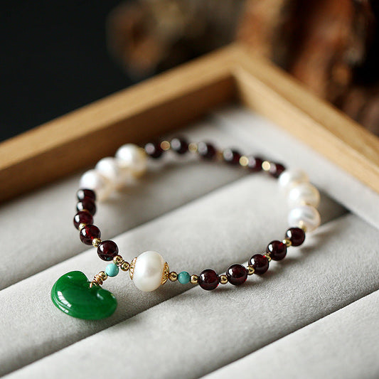 Lucky Lotus · Pearl Garnet Bracelet