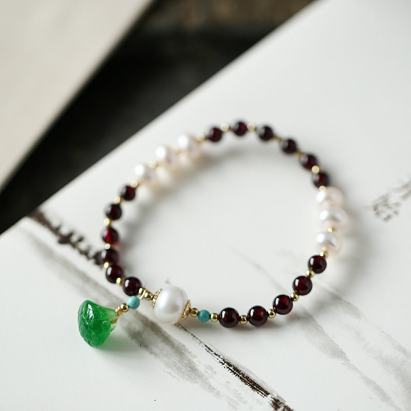 Lucky Lotus · Pearl Garnet Bracelet