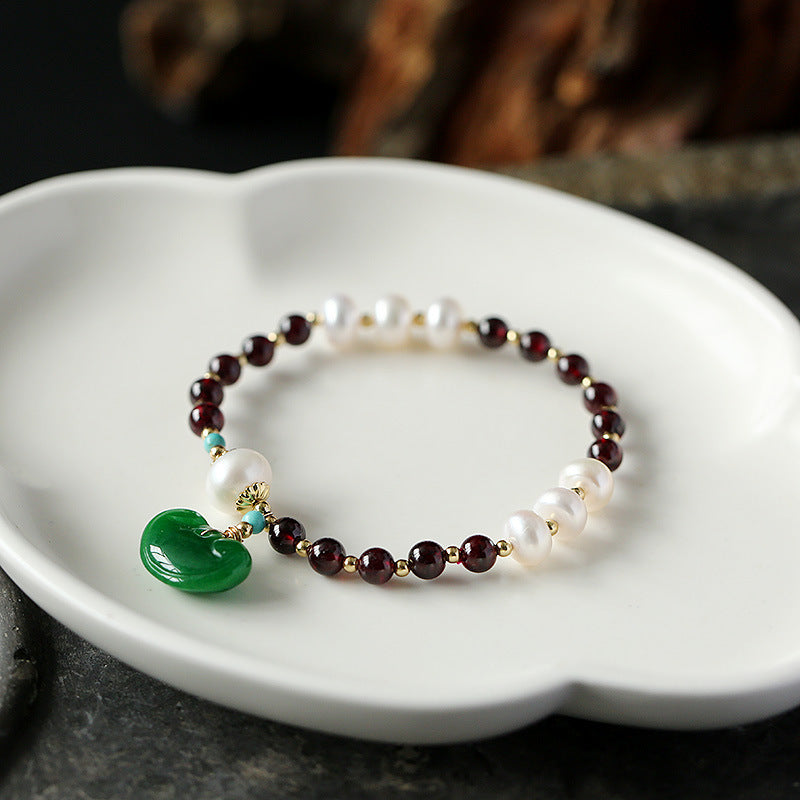 Lucky Lotus · Pearl Garnet Bracelet