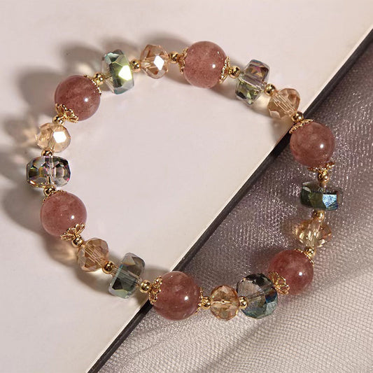 Pulsera de cristal de fresa natural mezclado