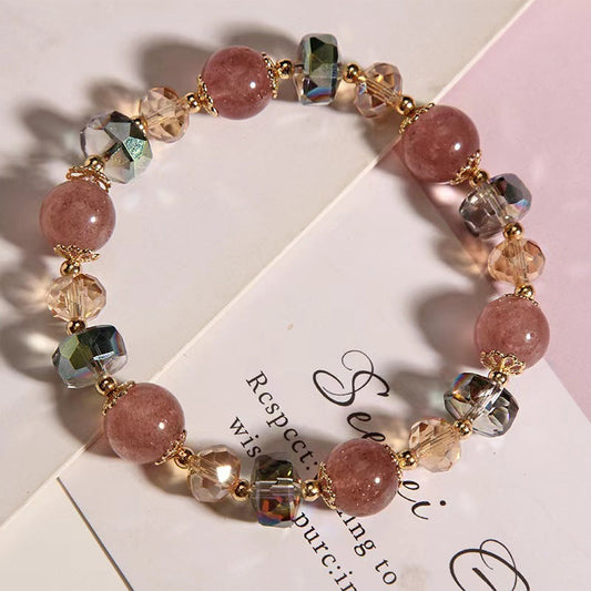 Pulsera de cristal de fresa natural mezclado