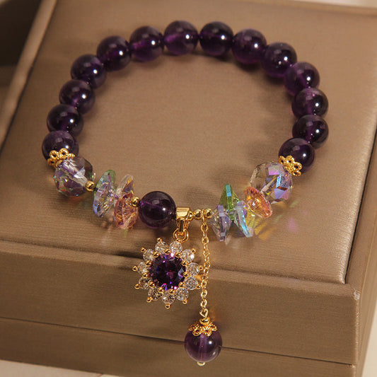 Pulsera de cristal natural de girasol microincrustado