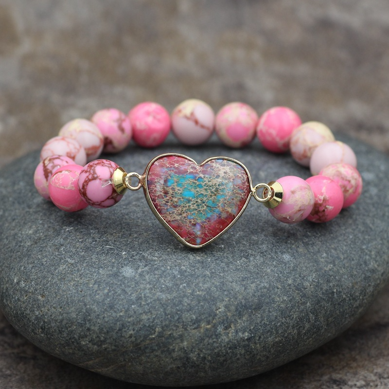 Pulsera de corazón de jaspe imperial