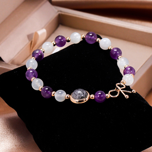 Black Crystal · Moonstone Amethyst Bracelet
