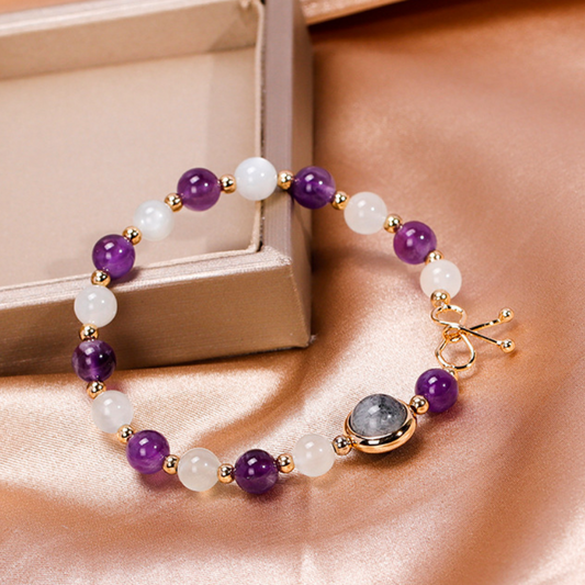 Black Crystal · Moonstone Amethyst Bracelet