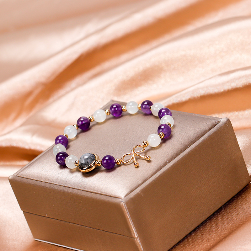Black Crystal · Moonstone Amethyst Bracelet