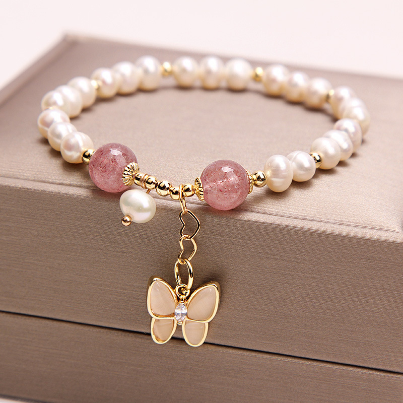 Butterfly · Pearl crystal bracelet
