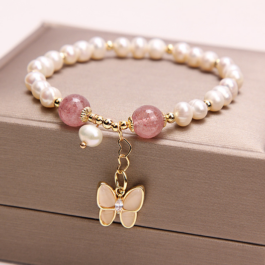 Butterfly · Pearl crystal bracelet