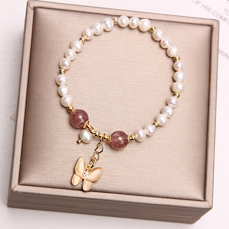 Butterfly · Pearl crystal bracelet