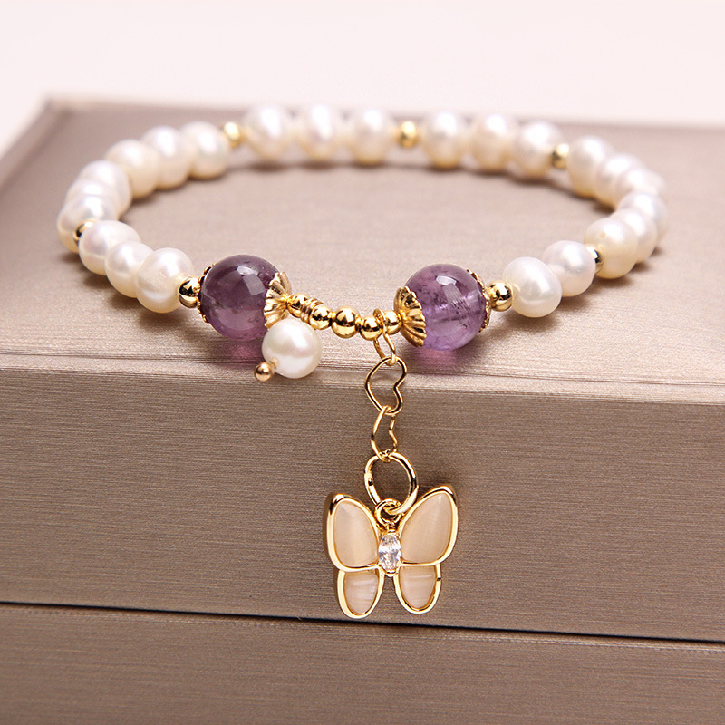 Butterfly · Pearl crystal bracelet