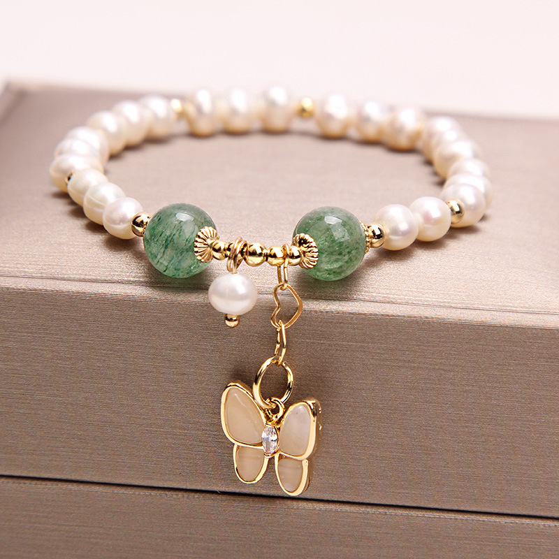 Butterfly · Pearl crystal bracelet