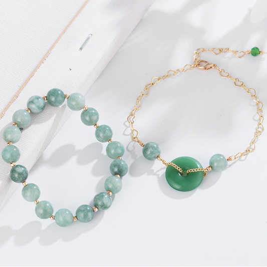 Lucky buckle · Jade and agate bracelet