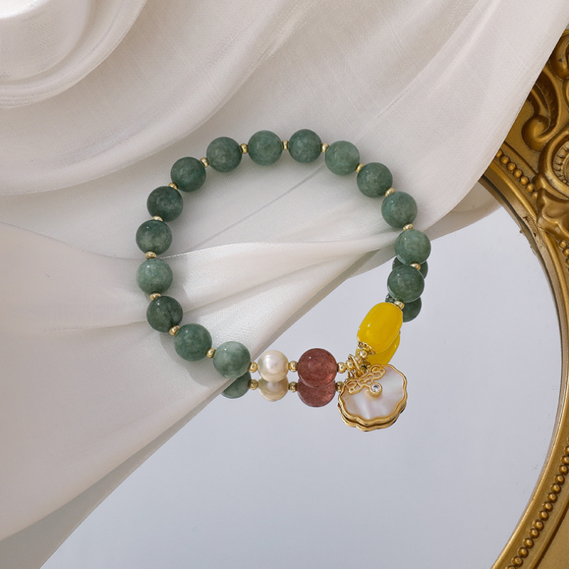 Shell · Agate Pumpkin Bead Bracelet