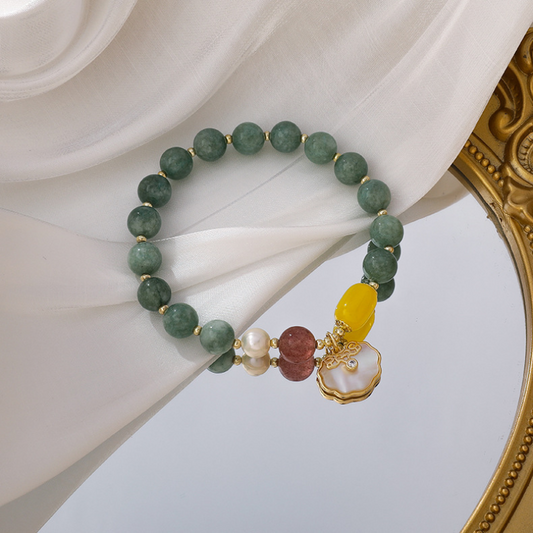 Shell · Agate Pumpkin Bead Bracelet
