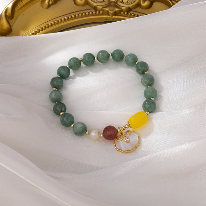Shell · Agate Pumpkin Bead Bracelet