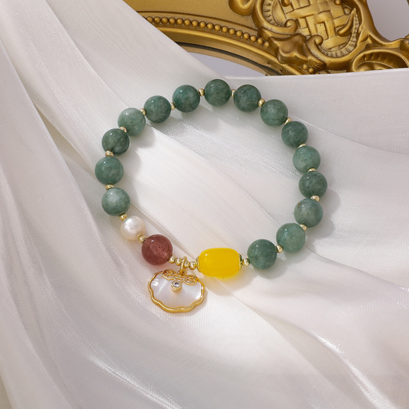 Shell · Agate Pumpkin Bead Bracelet