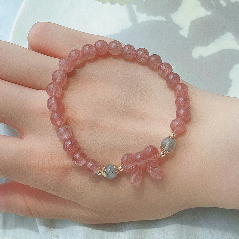 bow-knot · Strawberry Crystal Bracelet