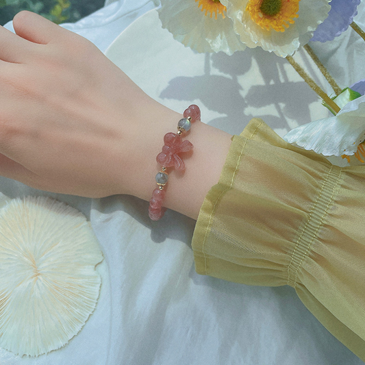bow-knot · Strawberry Crystal Bracelet
