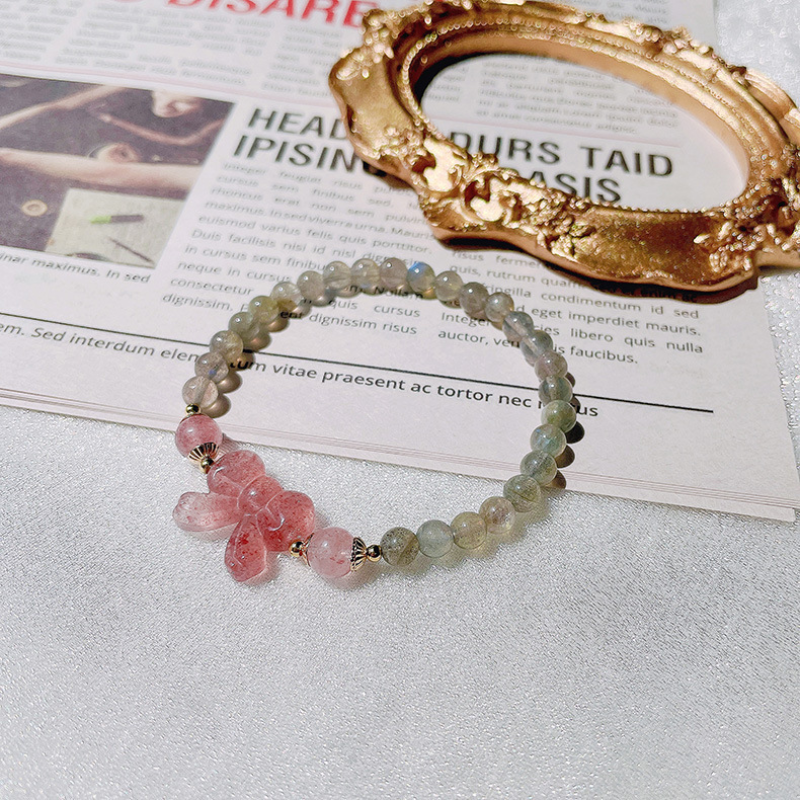 bow-knot · Strawberry Crystal Bracelet