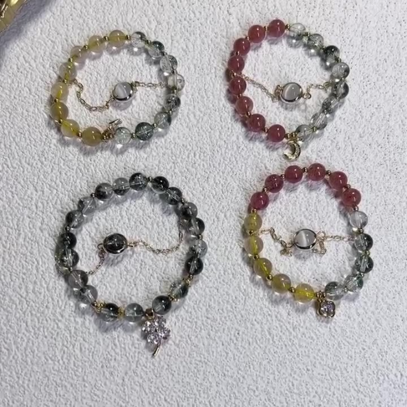 Four Leaf Clover · Aquatic Crystal Bracelet