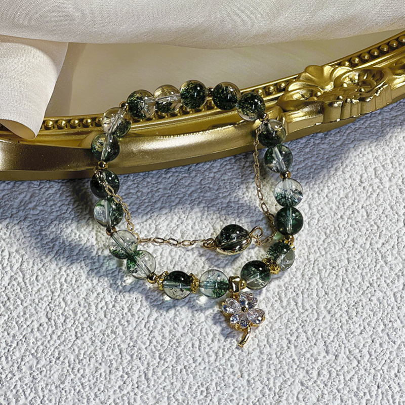 Four Leaf Clover · Aquatic Crystal Bracelet