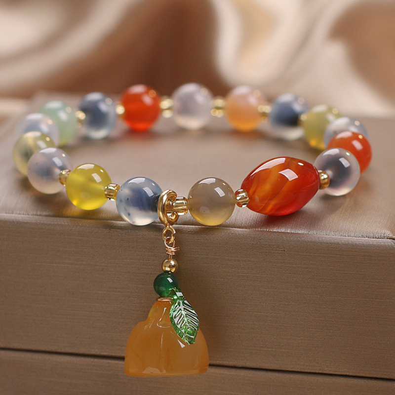 Lotus flower · loose heart agate bracelet