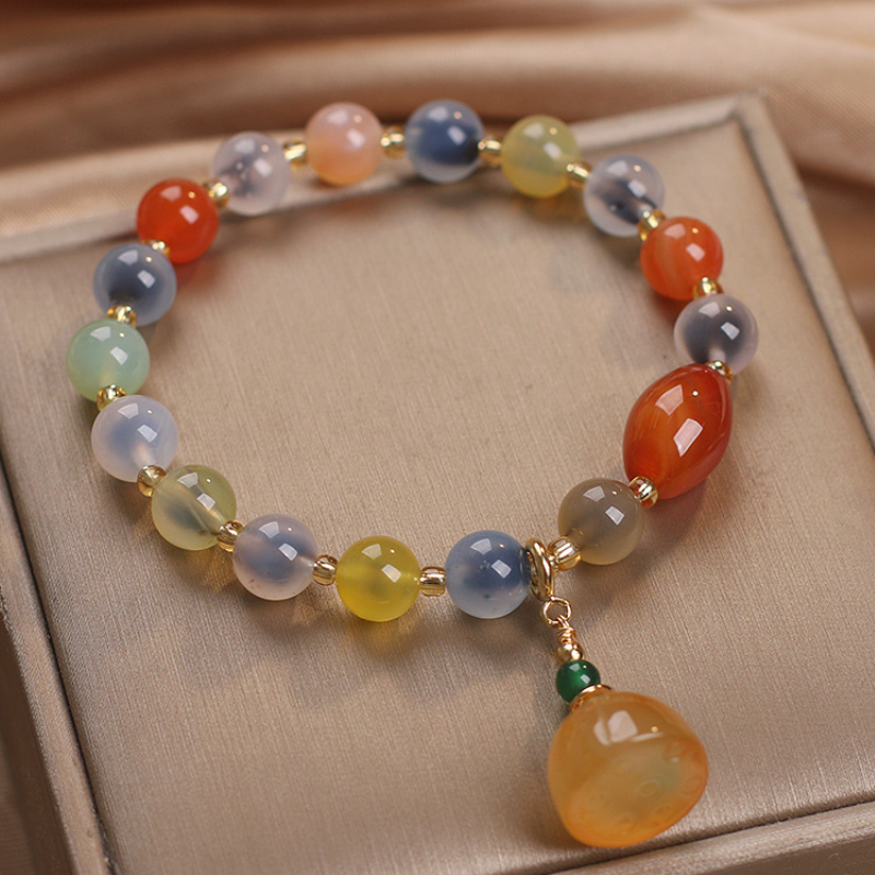 Lotus flower · loose heart agate bracelet