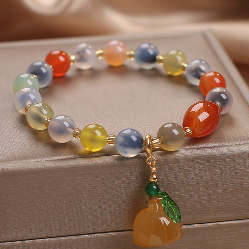 Lotus flower · loose heart agate bracelet
