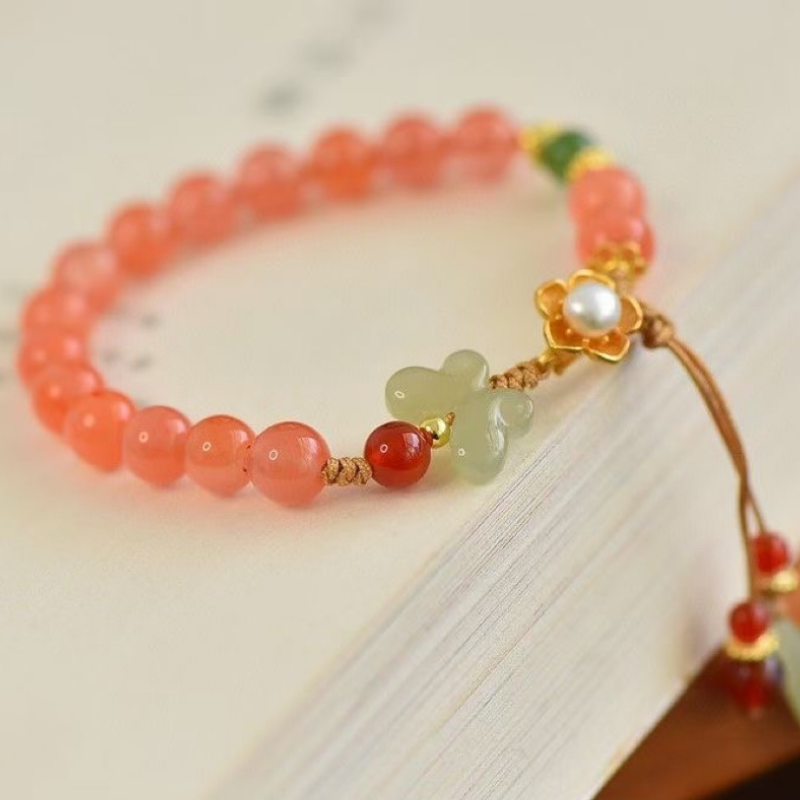 Pulsera con borlas de piedra solar natural