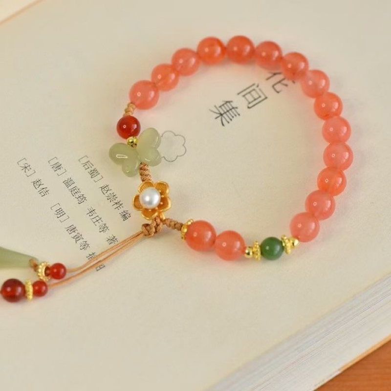 Pulsera con borlas de piedra solar natural