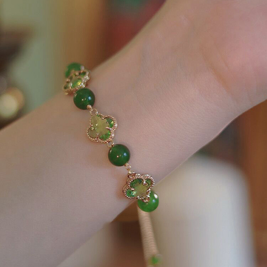 Lucky · Chrysoprase four-leaf clover Bracelet