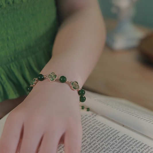 Lucky · Chrysoprase four-leaf clover Bracelet