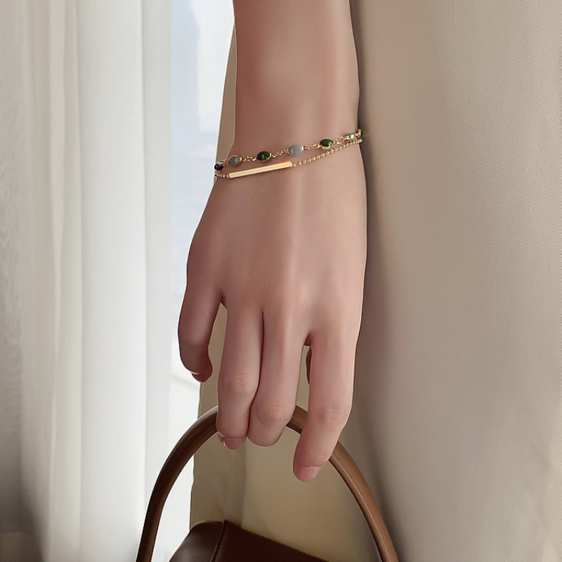 Duet • Pulsera de piedra de jade esmeralda
