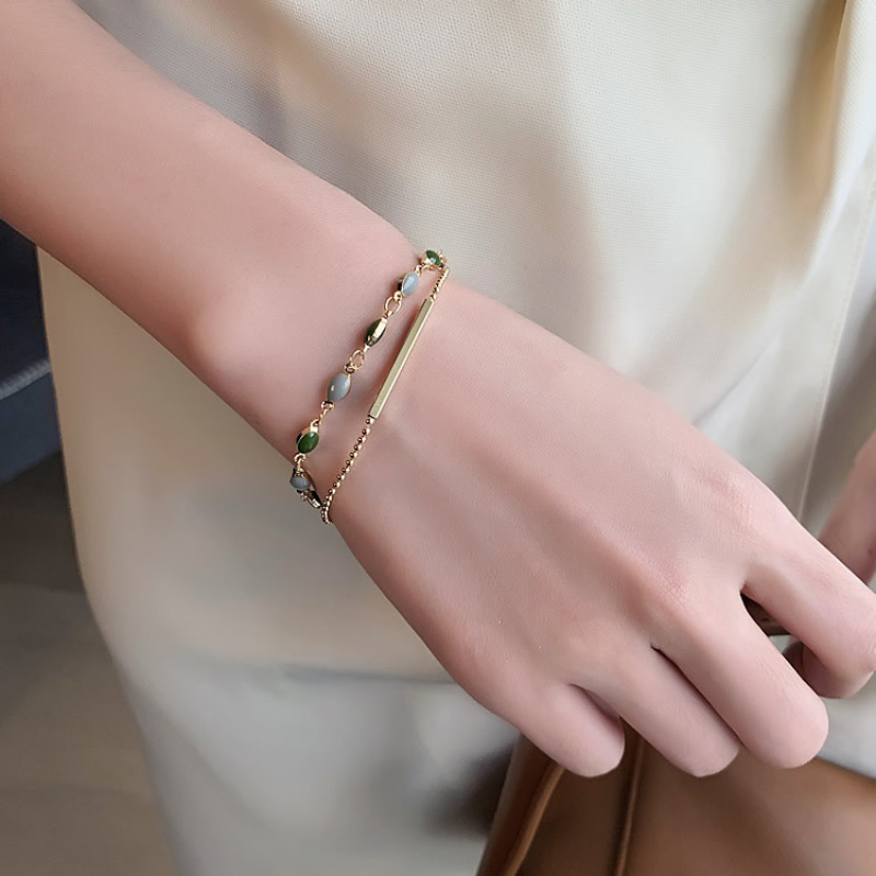 Duet • Pulsera de piedra de jade esmeralda