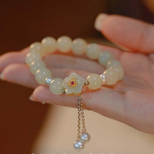Sun flowers · Emerald Jade stone bracelet